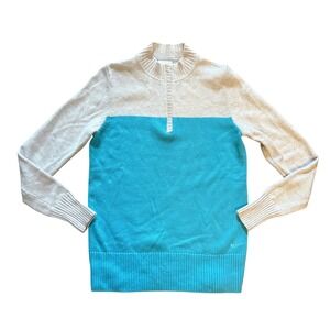 Nike Golf Tour Performance Womens M Quarter Zip Wool Blend Sweater Turquoise